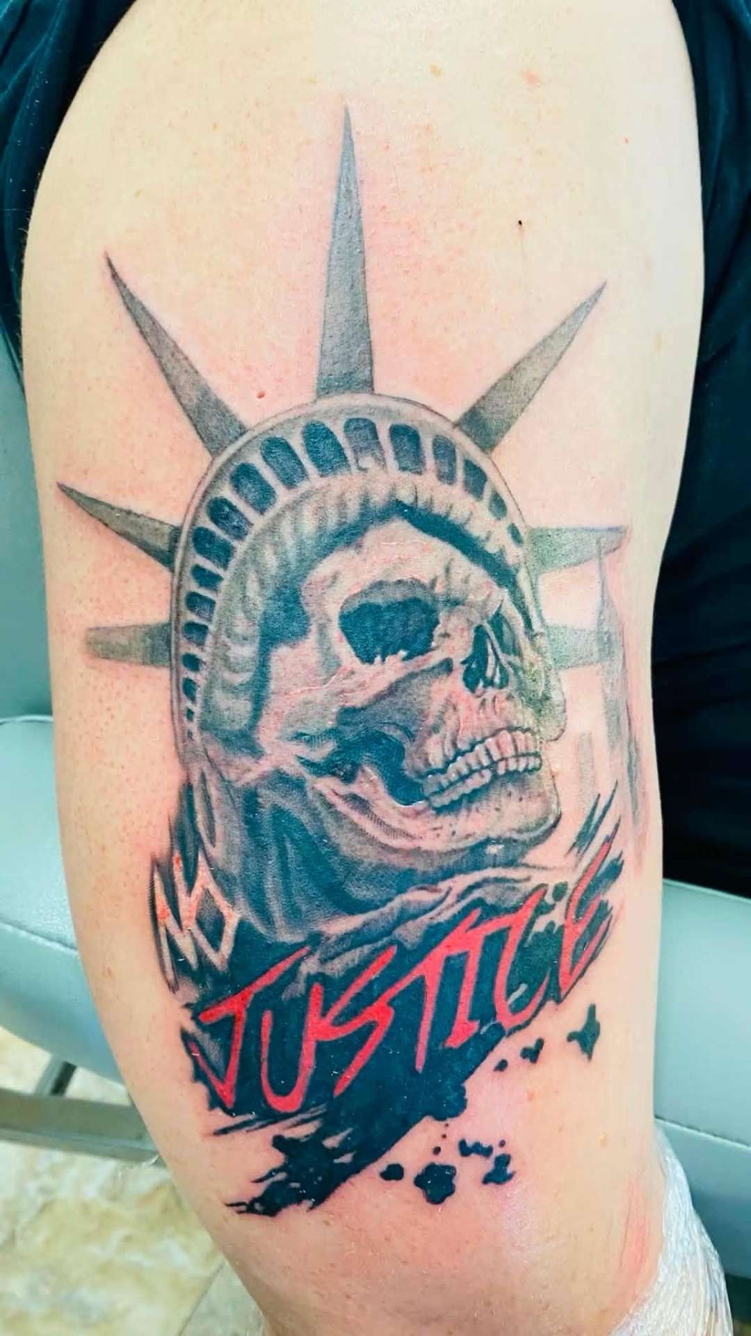 Statue of Liberty skull 'Justice' tattoo